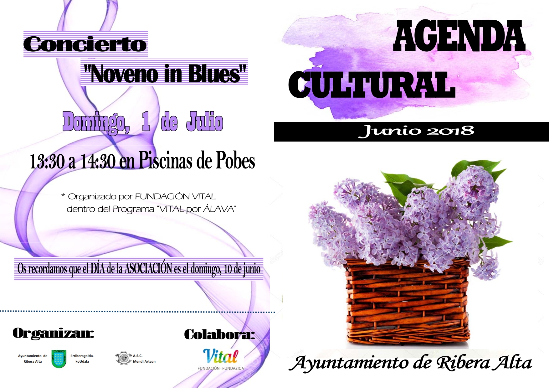 Agenda cultural Junio 2018 en Erriberagoitia / Ribera alta