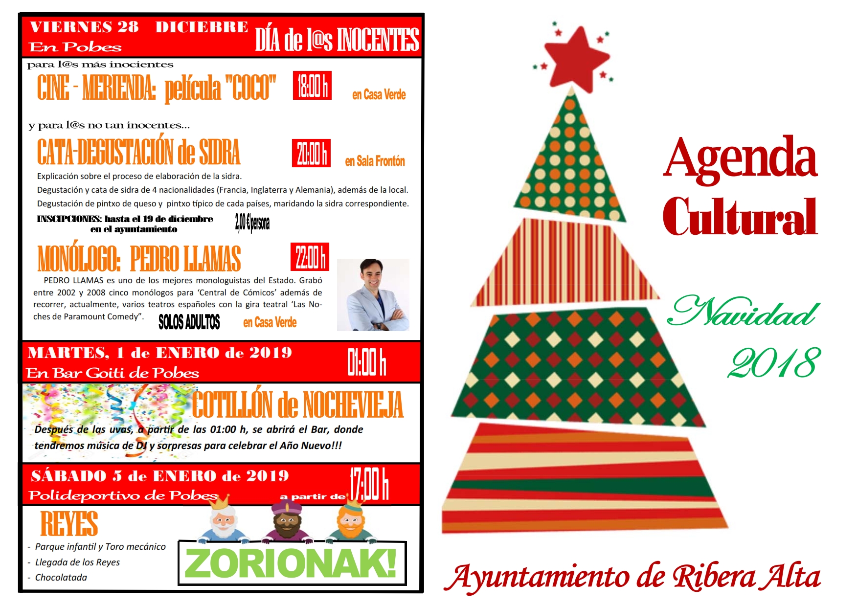 AGENDA CULTURAL, Programa de Navidad 2018 – 2019